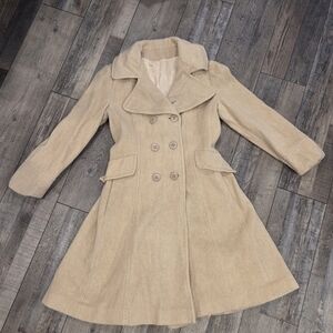 Vintage, American Bazaar, Tan, Sz S, Wool Swing Coat